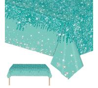2 tovaglie usa e getta color foglia di tè, 137 x 274 cm, con glitter luccicanti, rettangolari, per feste di nascita, matrimoni, compleanni, principesse, decorazioni da tavolo per feste per ragazze