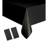 2 tovaglie usa e getta nere da 137 x 274 cm, per feste di Halloween, tovaglie rettangolari in plastica nera, tovaglia per feste per interni ed esterni, picnic, Natale, Halloween, decorazioni per feste