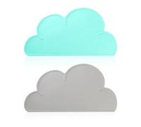 2 tovagliette in silicone nuvola - Tappetini per l'alimentazione per bambini, portatili e resistenti al calore (48 x 27)