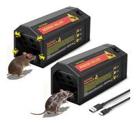 2 trappole elettriche per topi da 3900 V, ad alta tensione | Uccide topi e ratti senza dolore, batteria al litio da 2000 mAh, funzionamento immediato, igiene senza contatto, per casa