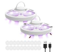 2 trappole per pulci, trappola per pulci a LED, per pulci e cimici, per casa, cimici, 16 x 16 x 5,5 cm, con 20 adesivi di cattura per interni ed esterni