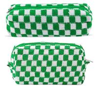 2 trousse a scacchi da donna, astuccio per matite e cosmetici, da viaggio, grazioso astuccio portatile con cerniera, per la cura della pelle, organizer per articoli da toeletta, organizer alla moda