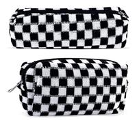 2 Trousse a Scacchi da Donna, Borsa per Cosmetici da Viaggio, Piccola Trousse Portatile con Cerniera, Organizer per Articoli da Toeletta e Cura della Pelle