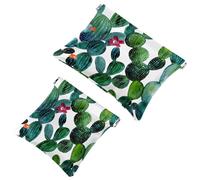 2 trousse da viaggio con cactus acquerello tropicale da giardino tascabile, a chiusura automatica, portatile, senza cerniera, mini trousse da viaggio per cuffie, monete, rossetti, cosmetici, gioielli,