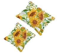2 trousse da viaggio con girasole che fioriscono per cosmetici, a chiusura automatica, portatile, senza cerniera, mini borsa da viaggio per cuffie, monete, rossetti, cosmetici, auricolari, gioielli,
