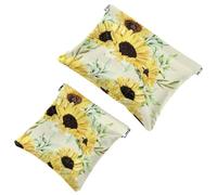 2 trousse da viaggio con girasole che fioriscono per cosmetici, a chiusura automatica, portatile, senza cerniera, mini borsa da viaggio per cuffie, monete, rossetti, cosmetici, auricolari, gioielli,