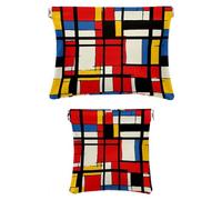 2 trousse in finta pelle per borsa, piccola borsa per il trucco per borsa, mini borsa per il trucco, borsa da viaggio per cosmetici e gioielli, motivo geometrico quadrato moderno, Motivo: 2838,