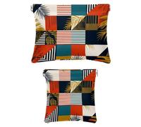 2 trousse in finta pelle per borsa, piccola borsa per il trucco per borsa, mini borsa per il trucco, borsa da viaggio per cosmetici e gioielli, motivo geometrico quadrato moderno, Motivo: 2842,