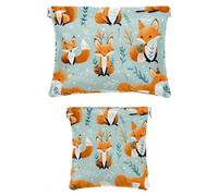 2 trousse in finta pelle per il trucco, piccola borsa per il trucco, borsa portatile da viaggio per donne, mini custodia da viaggio per cosmetici, foresta cartone animato, volpe animale, Pattern2760,