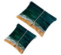 2 trousse magiche con unicorni e fiori e luna, con chiusura automatica, portatile, senza cerniera, mini trousse da viaggio per monete, rossetti, cosmetici, auricolari, gioielli, organizer, Multicolore