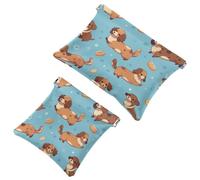 2 trousse per cosmetici a forma di cane piccolo, 221 tasche, impermeabile, portatile, senza cerniera, Multicolore 05, A:7.1x5.8in/18x14.8cm,B:4.7x4.5in/12x11.5cm
