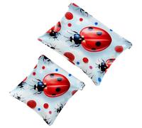 2 trousse per cosmetici a forma di coccinella con sette stelle rosse, 1046, impermeabile, portatile, senza cerniera, Multicolore 10., A：7.1x5.8in/18x14.8cm，B:4.7x4.5in/12x11.5cm