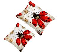 2 trousse per cosmetici a forma di coccinella con sette stelle rosse, 1046, impermeabile, portatile, senza cerniera, Multicolore 06, A：7.1x5.8in/18x14.8cm，B:4.7x4.5in/12x11.5cm