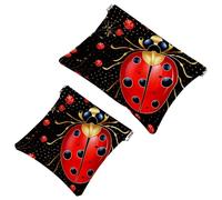 2 trousse per cosmetici a forma di coccinella con sette stelle rosse, 1079, impermeabile, portatile, senza cerniera, Multicolore 10., A：7.1x5.8in/18x14.8cm，B:4.7x4.5in/12x11.5cm