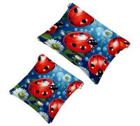 2 trousse per cosmetici a forma di coccinella con sette stelle rosse, 1079, impermeabile, portatile, senza cerniera, Multicolore 06, A：7.1x5.8in/18x14.8cm，B:4.7x4.5in/12x11.5cm