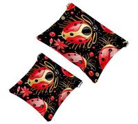 2 trousse per cosmetici a forma di coccinella con sette stelle rosse, 1079, impermeabile, portatile, senza cerniera, Multicolore 09, A：7.1x5.8in/18x14.8cm，B:4.7x4.5in/12x11.5cm