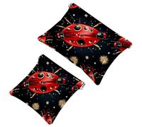 2 trousse per cosmetici a forma di coccinella con sette stelle rosse, 1112, impermeabile, portatile, senza cerniera, Multicolore 04, A：7.1x5.8in/18x14.8cm，B:4.7x4.5in/12x11.5cm