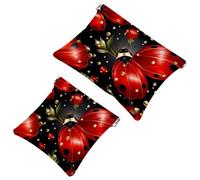 2 trousse per cosmetici a forma di coccinella con sette stelle rosse, 1112, impermeabile, portatile, senza cerniera, Multicolore 09, A：7.1x5.8in/18x14.8cm，B:4.7x4.5in/12x11.5cm