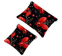 2 trousse per cosmetici a forma di coccinella con sette stelle rosse, 1112, impermeabile, portatile, senza cerniera, Multicolore 07, A：7.1x5.8in/18x14.8cm，B:4.7x4.5in/12x11.5cm