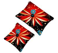 2 trousse per cosmetici a forma di coccinella con sette stelle rosse, 1112, impermeabile, portatile, senza cerniera, Multicolore 08, A：7.1x5.8in/18x14.8cm，B:4.7x4.5in/12x11.5cm