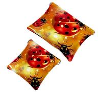 2 trousse per cosmetici a forma di coccinella con sette stelle rosse, 1145, impermeabile, portatile, senza cerniera, Multicolore 05, A：7.1x5.8in/18x14.8cm，B:4.7x4.5in/12x11.5cm
