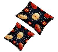 2 trousse per cosmetici a forma di coccinella con sette stelle rosse, 1178, impermeabile, portatile, senza cerniera, Multicolore 05, A：7.1x5.8in/18x14.8cm，B:4.7x4.5in/12x11.5cm