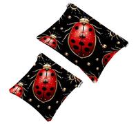 2 trousse per cosmetici a forma di coccinella con sette stelle rosse, 1178, impermeabile, portatile, senza cerniera, Multicolore 07, A：7.1x5.8in/18x14.8cm，B:4.7x4.5in/12x11.5cm
