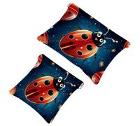 2 trousse per cosmetici a forma di coccinella con sette stelle rosse, 1178, impermeabile, portatile, senza cerniera, Multicolore 09, A：7.1x5.8in/18x14.8cm，B:4.7x4.5in/12x11.5cm