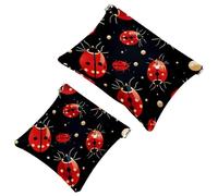 2 trousse per cosmetici a forma di coccinella con sette stelle rosse, 1211, impermeabile, portatile, senza cerniera, Multicolore 03, A：7.1x5.8in/18x14.8cm，B:4.7x4.5in/12x11.5cm