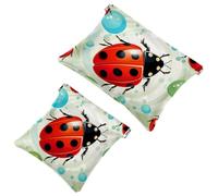 2 trousse per cosmetici a forma di coccinella con sette stelle rosse, 1244, impermeabile, portatile, senza cerniera, Multicolore 01, A：7.1x5.8in/18x14.8cm，B:4.7x4.5in/12x11.5cm