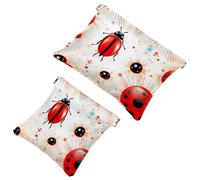 2 trousse per cosmetici a forma di coccinella con sette stelle rosse, 1244, impermeabile, portatile, senza cerniera, Multicolore 09, A：7.1x5.8in/18x14.8cm，B:4.7x4.5in/12x11.5cm