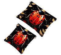 2 trousse per cosmetici a forma di coccinella con sette stelle rosse, 1244, impermeabile, portatile, senza cerniera, Multicolore 02, A：7.1x5.8in/18x14.8cm，B:4.7x4.5in/12x11.5cm