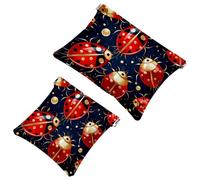 2 trousse per cosmetici a forma di coccinella con sette stelle rosse, 1277, impermeabile, portatile, senza cerniera, Multicolore 08, A：7.1x5.8in/18x14.8cm，B:4.7x4.5in/12x11.5cm