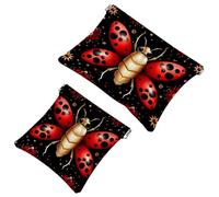 2 trousse per cosmetici a forma di coccinella con sette stelle rosse, 1277, impermeabile, portatile, senza cerniera, Multicolore 04, A：7.1x5.8in/18x14.8cm，B:4.7x4.5in/12x11.5cm