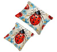 2 trousse per cosmetici a forma di coccinella con sette stelle rosse, 1277, impermeabile, portatile, senza cerniera, Multicolore 01, A：7.1x5.8in/18x14.8cm，B:4.7x4.5in/12x11.5cm
