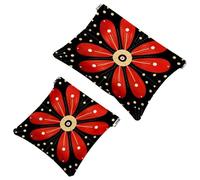 2 trousse per cosmetici a forma di coccinella con sette stelle rosse, 1277, impermeabile, portatile, senza cerniera, Multicolore 02, A：7.1x5.8in/18x14.8cm，B:4.7x4.5in/12x11.5cm