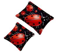 2 trousse per cosmetici a forma di coccinella con sette stelle rosse, 1277, impermeabile, portatile, senza cerniera, Multicolore 10., A：7.1x5.8in/18x14.8cm，B:4.7x4.5in/12x11.5cm