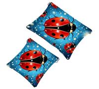 2 trousse per cosmetici a forma di coccinella con sette stelle rosse, 1310, impermeabile, portatile, senza cerniera, Multicolore 06, A：7.1x5.8in/18x14.8cm，B:4.7x4.5in/12x11.5cm