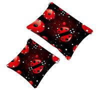 2 trousse per cosmetici a forma di coccinella con sette stelle rosse, 1310, impermeabile, portatile, senza cerniera, Multicolore 02, A：7.1x5.8in/18x14.8cm，B:4.7x4.5in/12x11.5cm