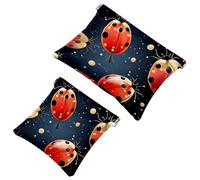 2 trousse per cosmetici a forma di coccinella con sette stelle rosse, 1310, impermeabile, portatile, senza cerniera, Multicolore 03, A：7.1x5.8in/18x14.8cm，B:4.7x4.5in/12x11.5cm