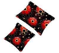 2 trousse per cosmetici a forma di coccinella con sette stelle rosse, 1343, impermeabile, portatile, senza cerniera, Multicolore 10., A：7.1x5.8in/18x14.8cm，B:4.7x4.5in/12x11.5cm
