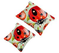 2 trousse per cosmetici a forma di coccinella con sette stelle rosse, 1343, impermeabile, portatile, senza cerniera, Multicolore 06, A：7.1x5.8in/18x14.8cm，B:4.7x4.5in/12x11.5cm