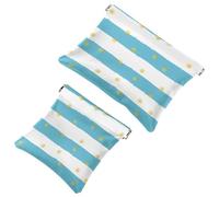 2 trousse per cosmetici, a righe bianche e blu, a pois dorati, a chiusura automatica, portatile, senza cerniera, mini borsa da viaggio per monete, rossetti, cosmetici, auricolari, gioielli, organizer,