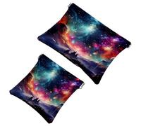 2 trousse per cosmetici colorati Galaxy Space-683 per borse, borsa per trucco impermeabile, portatile, senza cerniera, Multicolore 08, A：7.1x5.8in/18x14.8cm，B:4.7x4.5in/12x11.5cm