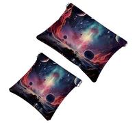 2 trousse per cosmetici colorati Galaxy Space-716 per borse, borsa per trucco impermeabile, portatile, senza cerniera, borsa per il trucco, Multicolore 05, A：7.1x5.8in/18x14.8cm，B:4.7x4.5in/12x11.5cm