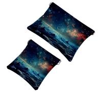 2 trousse per cosmetici colorati Galaxy Space-716 per borse, borsa per trucco impermeabile, portatile, senza cerniera, borsa per il trucco, Multicolore 03, A：7.1x5.8in/18x14.8cm，B:4.7x4.5in/12x11.5cm