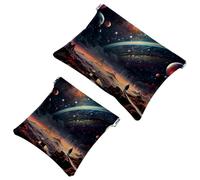 2 trousse per cosmetici colorati Galaxy Space-716 per borse, borsa per trucco impermeabile, portatile, senza cerniera, borsa per il trucco, Multicolore 08, A：7.1x5.8in/18x14.8cm，B:4.7x4.5in/12x11.5cm