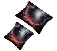 2 trousse per cosmetici colorati Galaxy Space-716 per borse, borsa per trucco impermeabile, portatile, senza cerniera, borsa per il trucco, Multicolore 07, A：7.1x5.8in/18x14.8cm，B:4.7x4.5in/12x11.5cm