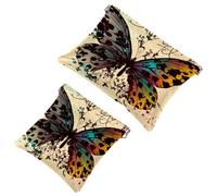 2 trousse per cosmetici, con ali colorate e farfalle, con chiusura automatica, portatile, senza cerniera, mini trousse da viaggio per monete, rossetti, cosmetici, auricolari, gioielli, organizer,
