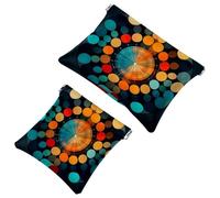 2 trousse per cosmetici con forme geometriche colorate, 1871, per borse, impermeabile, portatile, senza cerniera, Multicolore 06, A：7.1x5.8in/18x14.8cm，B:4.7x4.5in/12x11.5cm